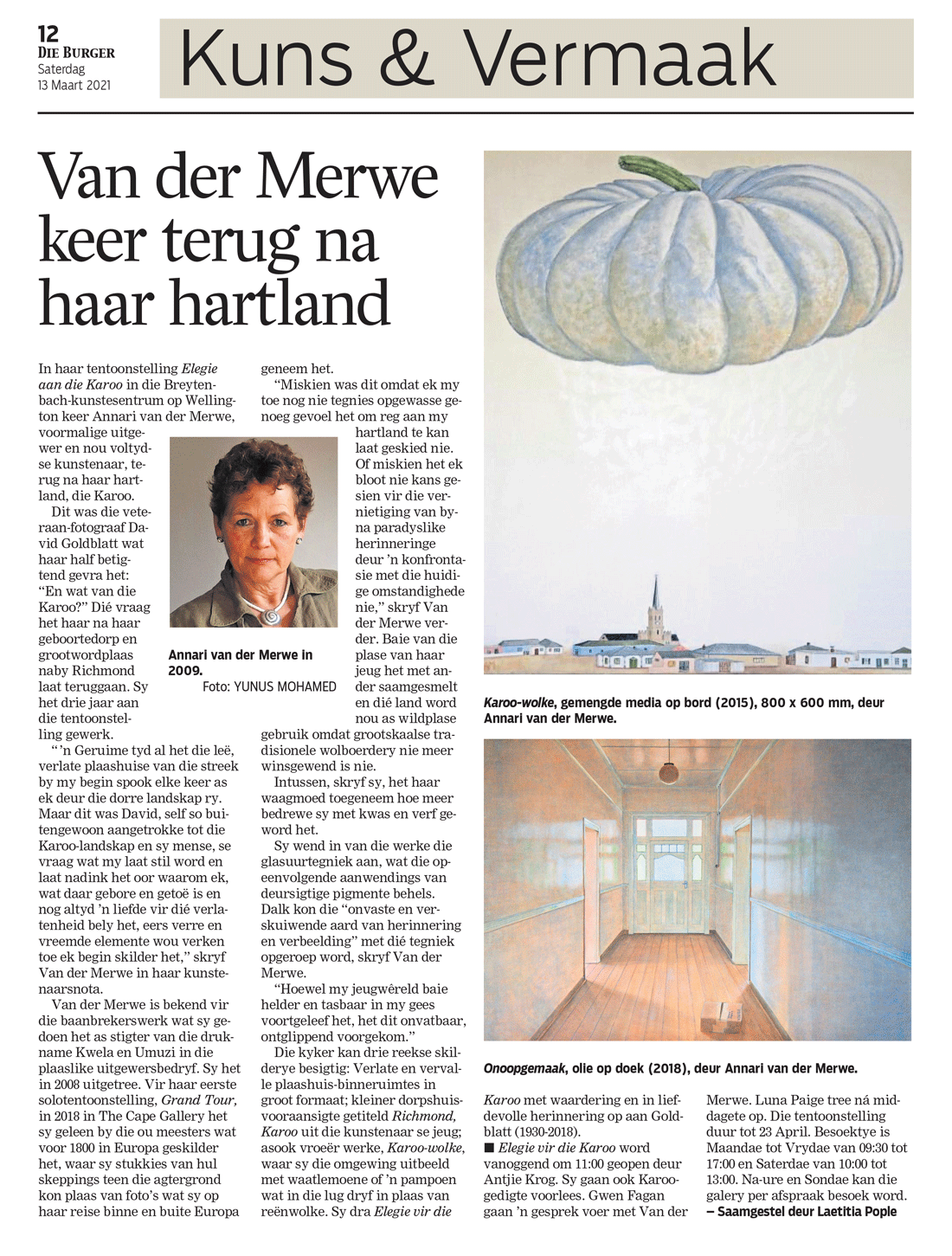 Article of Annari van der Merwe in Die Burger